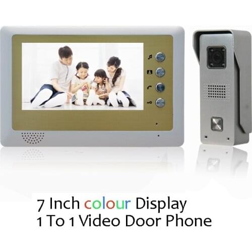1 set) Video Door Phone Talkback 7 inch Screen Door Access Intercom 1 To 1 Door Bell Intercom Night Version Free Shipping