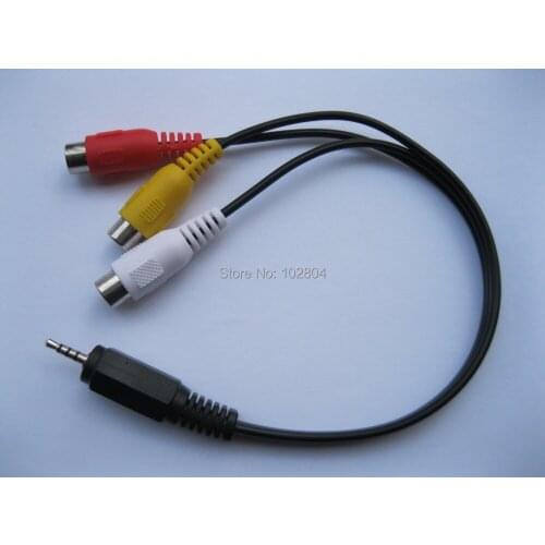10 pcs 2.5mm Mini AV Plug to 3 Color RCA Female Jack Adapter Audio Video Cable 28cm