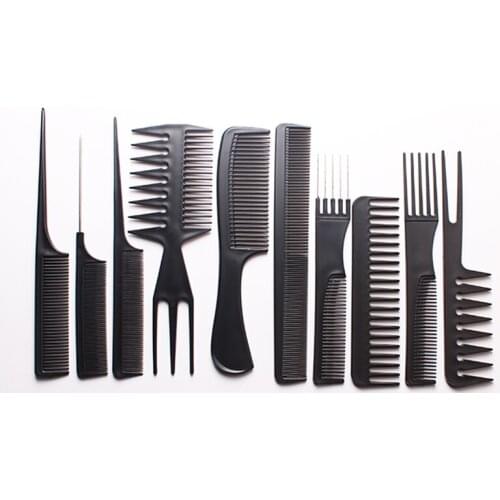 10pcs/Set Professional Hair Brush Comb Salon Barber Anti-static Hair Combs Hairbrush Hairdressing Combs Hair Care Styling Tools