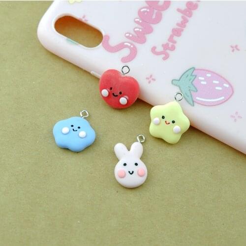 10pcs/Pack Cartoon Resin Charms for Earring Key Chain Necklace Pendant Jewelry Findings Making