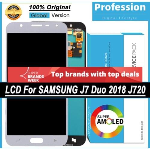 100% Original 5.5'' Display for Samsung Galaxy J7 Duo 2018 J720 J720F LCD Touch Screen Digitizer Repair Parts + Service Pack