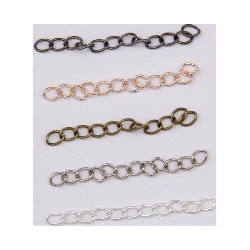 100pcs/lot 50x3mm Silver/Gold/Antique Bronze Color Bulk Tail Chains Extended Extension Chain for Bracelets Necklace DIY Jewelry