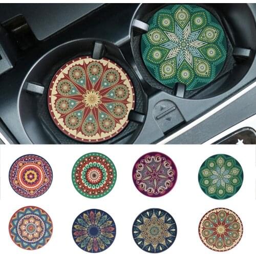 New 2Pcs Car Coasters Ceramic Stone Absorbent Car Cup Holders Car Cup Mat Car Accessories Decorations Wholesale Quick Delivery