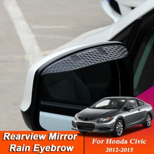 2PCS Car-styling For Honda Civic 2012-2015 Carbon Fiber Rearview Mirror Eyebrow Rain Shield Anti-rain Cover External Accessory