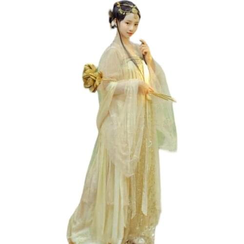 2021 chinese improved hanfu dress female ancient style costume fairy elegant gold stamping long dress ancient princess dress