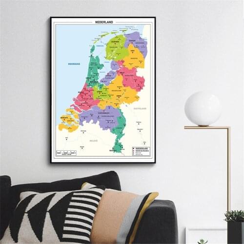 60*90cm In Dutch Political Map Of The Netherlands Wall Art Poster Canvas Painting Living Room Home Decoration School Supplies