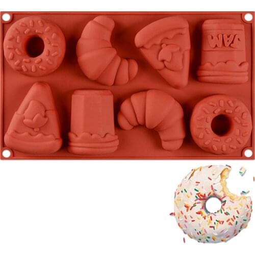 8 Cavity Hollow Donuts Silicone Cake Mold for Chocolate Mousse Dessert Pastry Ice Cream Baking Mould Bakeware Decorating Tools