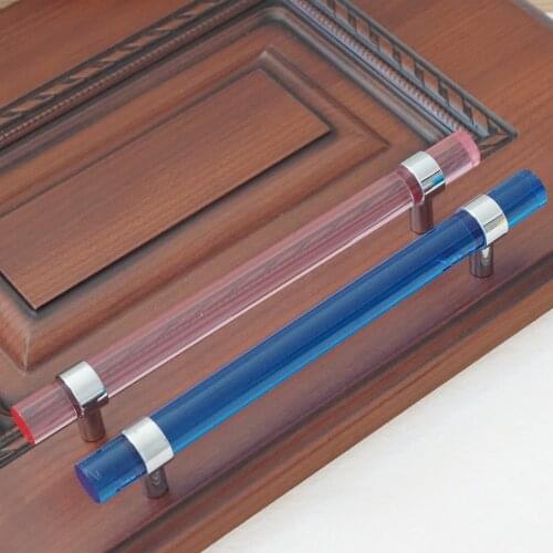 6.3'' Acrylic Dresser Pulls Cabinet Door Pulls Drawer Pull Handles Glass Blue Pink Silver Kitchen Handle Knobs Modern 160mm