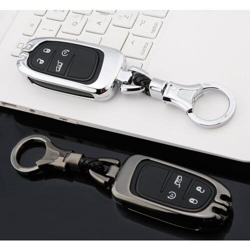 Car Galvanized Alloy Key Case Cover Chain For Jeep Grand Cherokee Compass Patriot Renegade For Dodge Challenger Journey Fiat