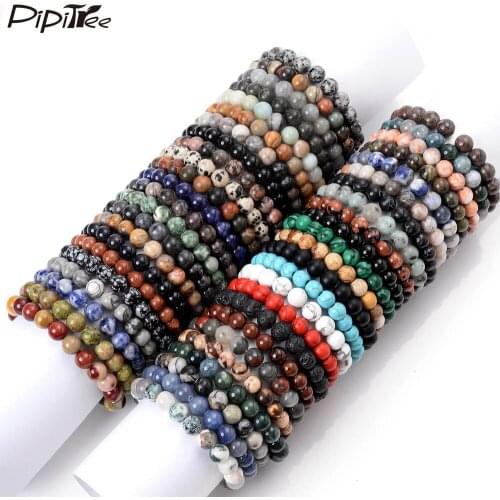 Pipitree 8mm Chakra Beaded Bracelet Tiger Eye Sandstone Natural Stone Beads Mens Stretch Bracelets & Bangles Men Women Jewelry