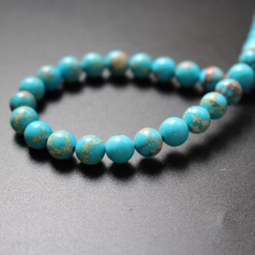 48pcs/Lot 8mm Emperor stone beads Ocean blue color with Stripes for jewelry making
