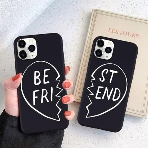 Bff Best Friends Love Heart Phone Case for iPhone X XS XR 11 12 Pro Max X XS XR 6 6S 7 8 Plus SE 2020 Silicone Matte Back Cover