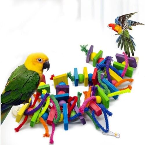 Colorful Parrot Wood Rope Toy Wooden Ladder for Bird Toys Swing Stand Budgie Parakeet Cage Pet Bird Parrot Chew Swing Toys