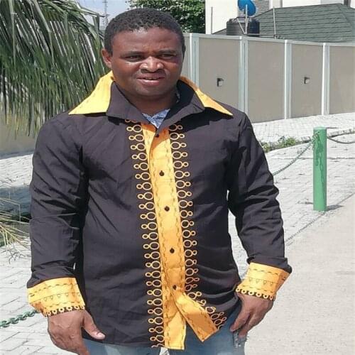 Dashiki 2019 African Dresses Clothing Dress Hot Sale New Fashion Wedding Selling Folk Style Lapel Long Sleeved Shirt Printing