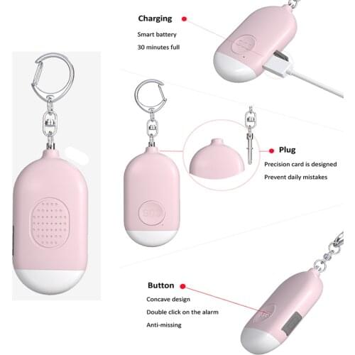 Children Girl Women Security Protect Alert Emergency Charging Alarms Flashlights Outdoor Personal Safety Loud Scream Alarms