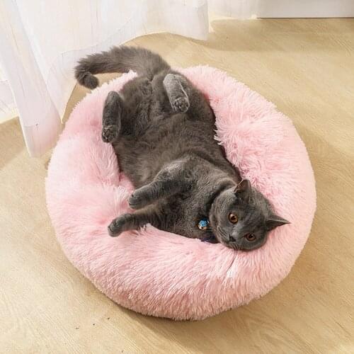 Dog Long Plush Dounts Beds Calming Bed Hondenmand Pet Kennel Super Soft Fluffy Comfortable for Large Dog Cat House