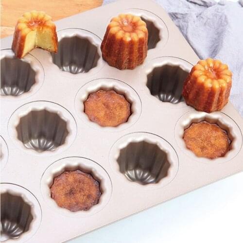 E8BD Canele Mold Champagne Gold High Quality Non-Stick Cannele Muffin Bakeware Pan French Cannele Mould Canele Mold Baking