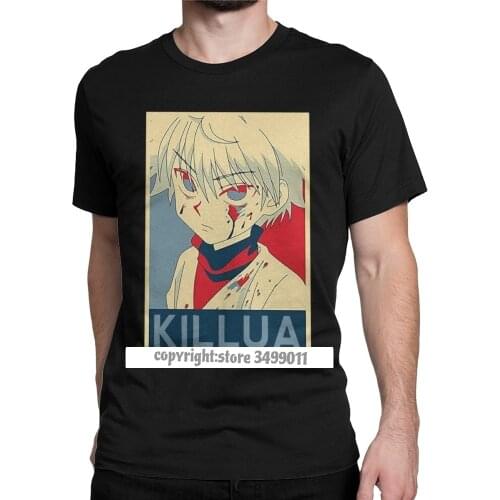 Men Tshirts Killua Cotton Tee Shirt Fitness Zoldyck Anime Manga Japan Hunters Hxh Tops T Shirt Round Collar Top