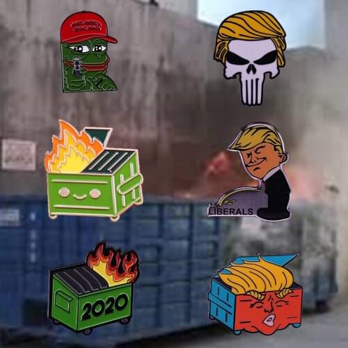 2020 Dumpster Fire Badge SpoofTrump Brooch Cute Meme Pin Funny Meaningful Accessory