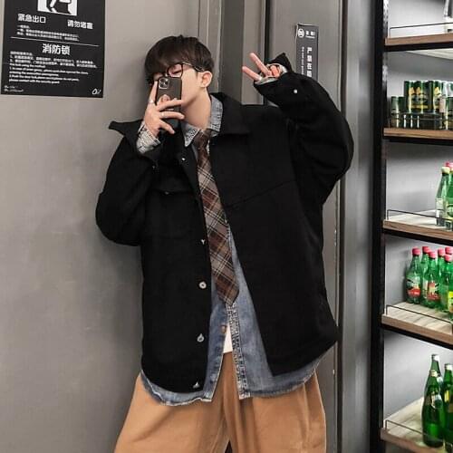 5XL-M Japan Style Back Print Loose Casual Jackets For Men Clothing 2021 Turn Down Collar Long Sleeve Outwear Coats Hot