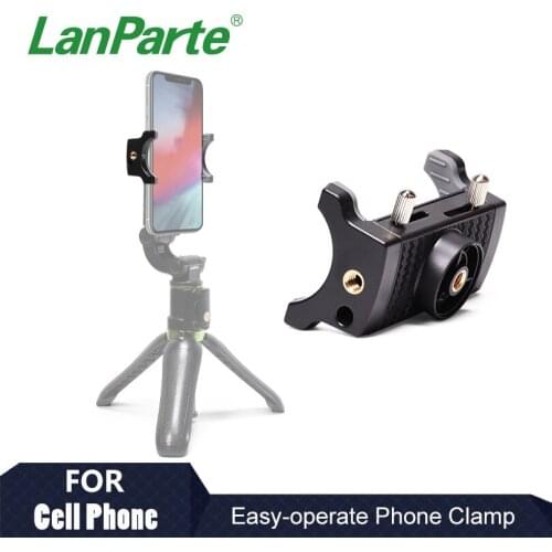 Lanparte Easy Operate Phone Clamp with 1/4 Thread Hole Fit for Self Stick and Tripod