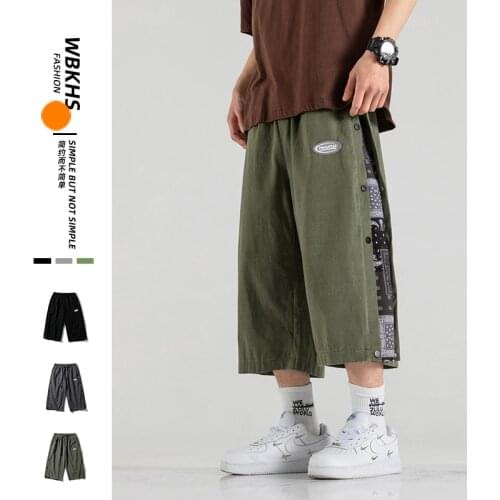 2021 Summer Men Fashion Casual Cropped Pants Calf-Length Loose Trousers