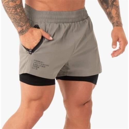 Summer 2020 running shorts men 2 in 1 Joggers Shorts fitness shorts Mens Gym training Quick-drying sports shorts male short