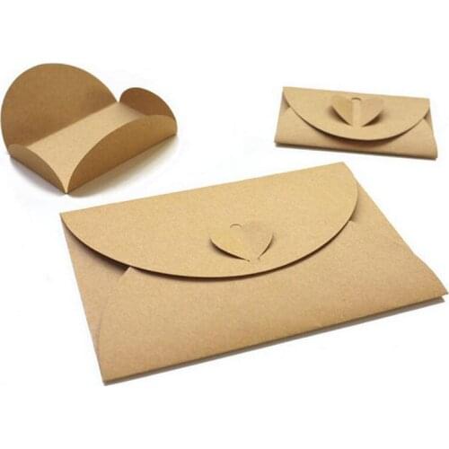 Small/Big Retro Love Buckle Envelope DIY Romantic kraft paper Creative Love Heart Buckle Decoration Envelope
