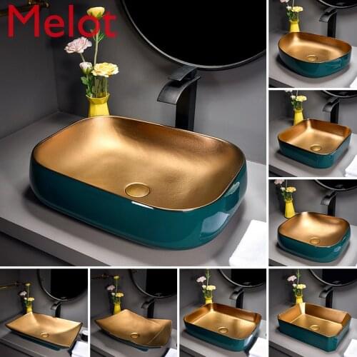 Metal Glaze Northern European Art Table Basin High-End Wash Basin Hotel Toilet Washbasin Household Light Luxury Basin