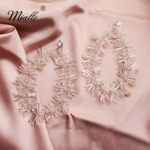 Miallo 2019 Newest Luxury Austrian Crystal Wedding Earring Long Big Handmade Bridal Drop Earring Women Lady Eardrop
