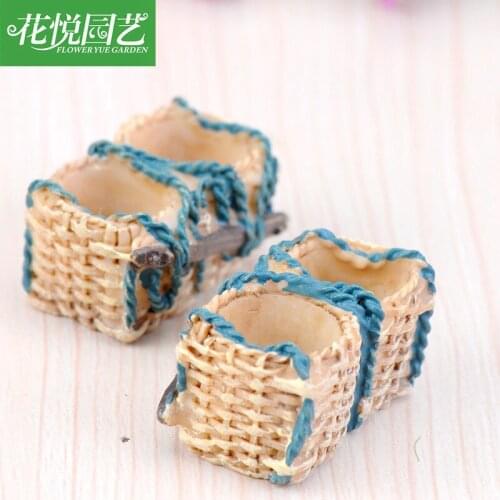 1pc Mini Bamboo Style Basket Miniatures Simulation Food Basket Model Toys for Doll House Decoration Dollhouse Miniature