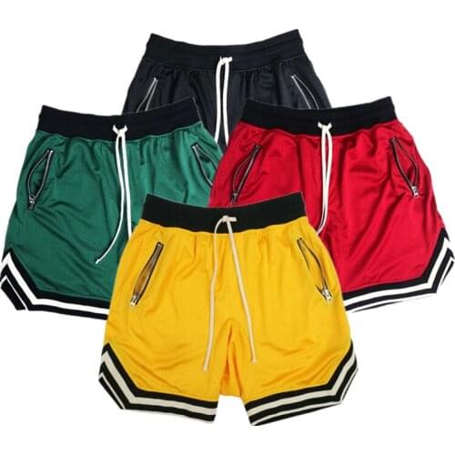 Men Summer Mesh Running Shorts Men beach Football Shorts 2021 Solid Breathable Elastic Waist Jogger Quick-drying Sport Shorts