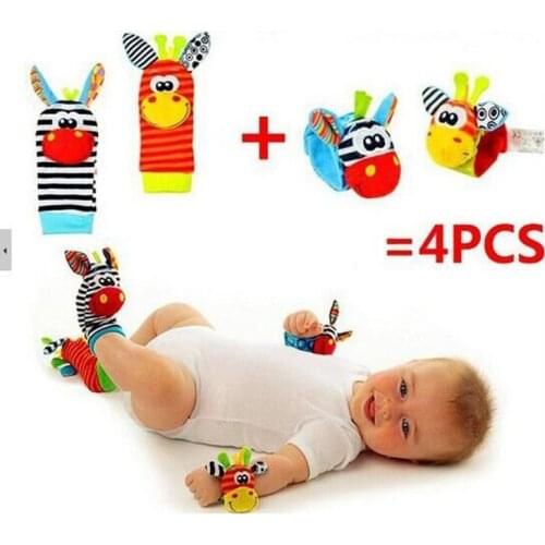 Infant Baby Kids Socks rattle toys Wrist Rattle and Foot Socks 0~24 Months 4pcs=2 pcs waist+2 pcs socks