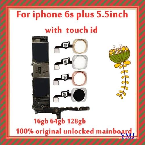 Original For iPhone 6S Plus Motherboard Factory Unlocked free iCloud With full chips & IOS system Logic Board,With/No Touch ID