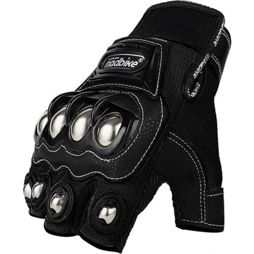 Fingerless Motocross Gloves Motorcycle Gloves Guantes Moto Stainless Shell Protector Motorcycle Luvas Mechanic Gloves MAD10CS