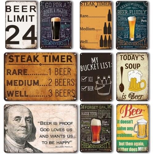 Beer Poster Gift Vintage Tin Sign Tiki Bar Kitchen Decor and Accessories Retro Beer Metal Wall Sticker Sign Pub Decor Plaque