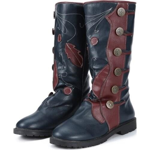 PXELENA Vintage Punk Riding Knight Boots Knee High Ladies Shoes Button Metal Slip On Low Heels Comfort Casual Long Boots Rome