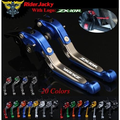 RiderJacky LOGO "ZX-10R" Motorcycle CNC Brake Clutch Levers For Kawasaki ZX-10R ZX 10R ZX10R 2004-2005 04 05