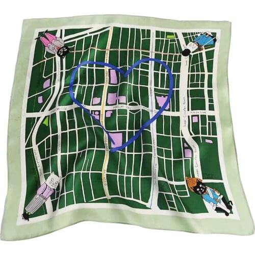 Love Printing Fashion Womens Scarf Silk Scarf Decoration 70 * 70cm Womens Scarf