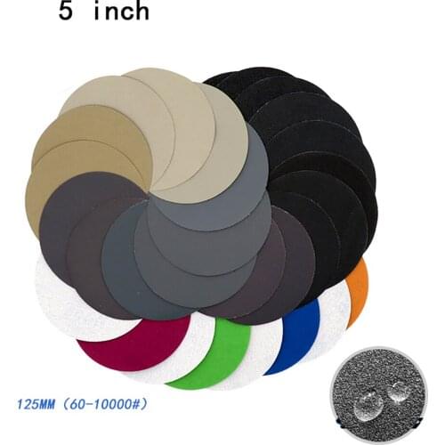 125mm Sanding Discs 5 inch Hook&Loop Sandpaper Pads 60-10000 Grit Wet and Dry Waterproof Abrasive Paper Assorted for Polishing
