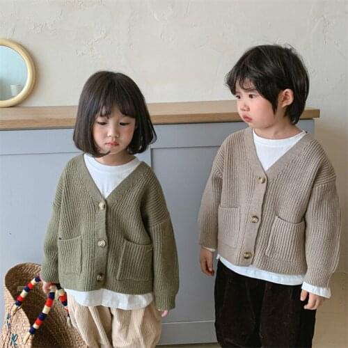 Girls Sweater Kids Coat Outwear 2021 Vintage Plus Velvet Thicken Warm Winter Autumn Knitting Tops Cotton Cardigan Childrens Clo