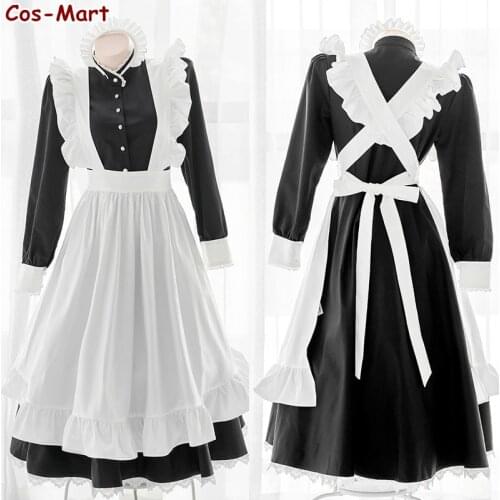 Traditional British Maid Suit Cosplay Costume Fashion Cute Apron Black White Elegant Dress Activity Party Role Play Clothing New