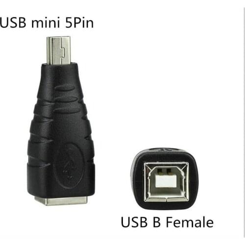 USB 2.0 Type B Printer female to USB Mini B 5 pin male plug adapter convertor
