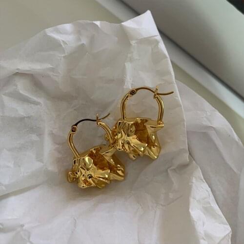 Timeless Wonder Brass Hammered Lava Drop Earrings Women Jewelry Punk Cocktail Gothic Designer Boho Ins Top Trendy Runway 3337