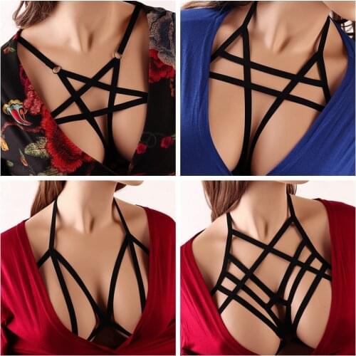 Body Harness Bra Pentagram Sexy Goth Lingerie Belt Breast Top Women Sexy Cage Bondage Gothic Punk Plus Size Festival Rave Wear