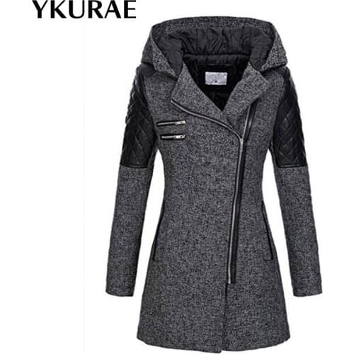 Winter Coats Womens Woolen Coat Fashion Casual Parkas Hooded Snow Wear Women Jackets Elegant Outwear Windbreaker EU Size FL146