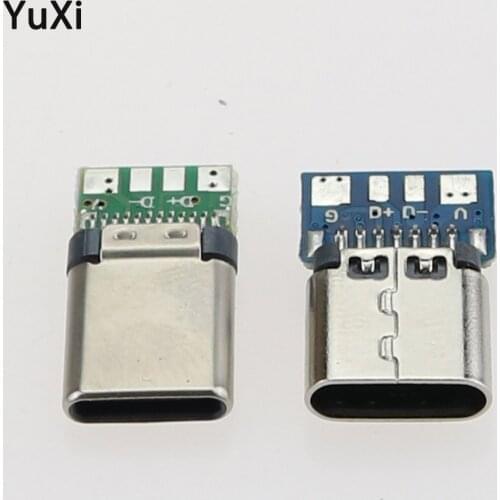 10pcs USB 3.1 Type C Connector Male / Female Socket Receptacle Adapter to Solder Wire Cable 24 Pins Support PCB Board Port Jack