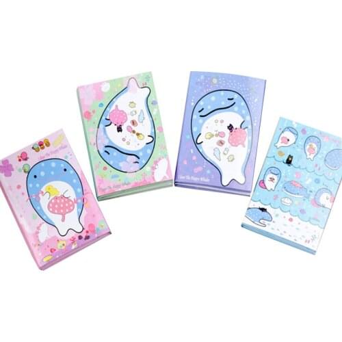 12pack /lot New Cartoon Whale 6 Folding Sticky Notes Memo Pad N Times Sticky Notes School Office Stationery wholesale