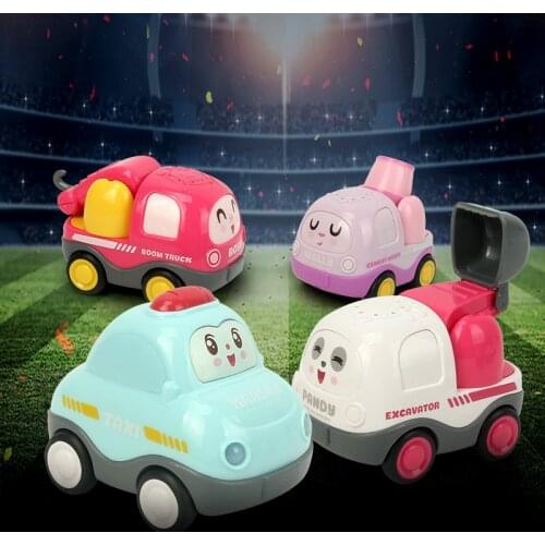 2021 Cartoon Baby Cars Toys for Bebe 0 12 months Sound Light Engineering Friction Car Children Montessori Toys for Boy Girl Gift