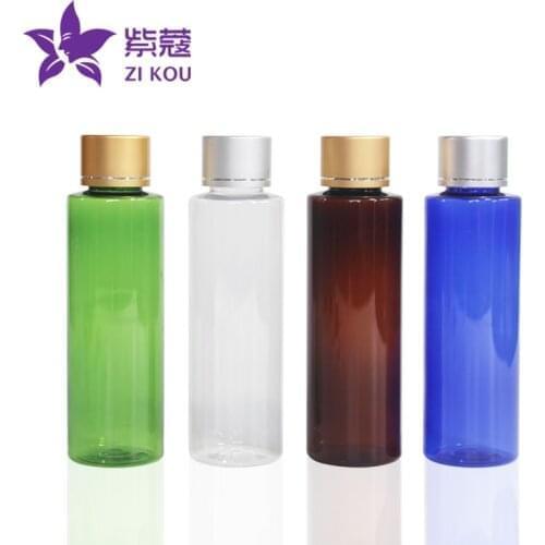 5pcs Free Shipping 100ml round plastic bottle Electroplated gold and silver screw cap refillable bottle